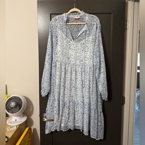 EVRI Light Blue Midi Plus Size Dress